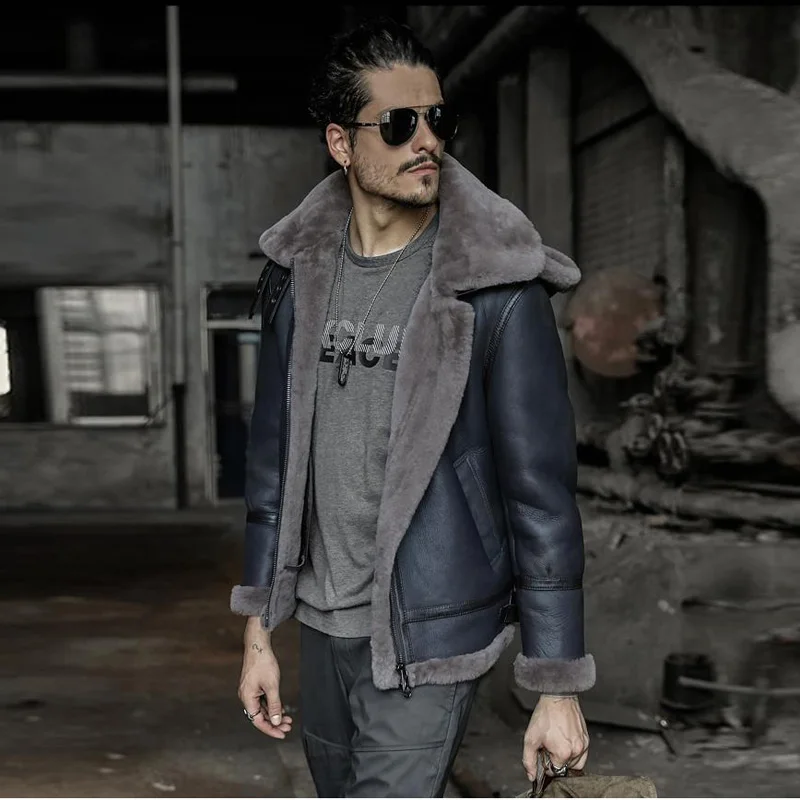 B3 Мужская овчинная куртка с капюшоном оригинальная Летающая мужское меховое