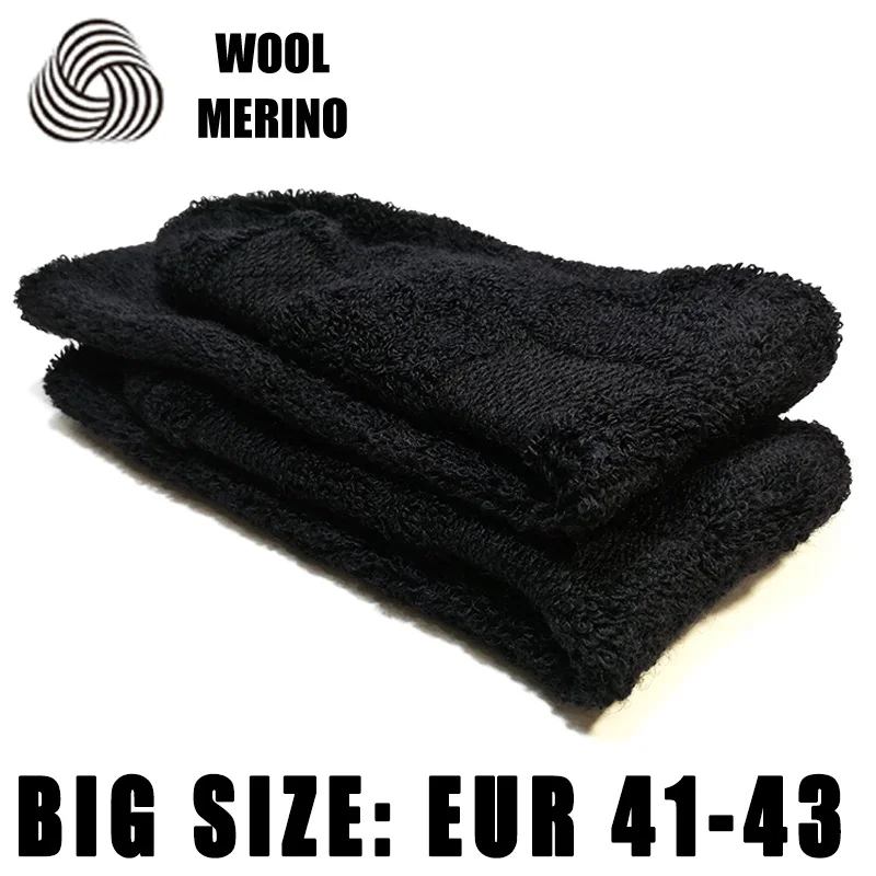 Black EUR 41-43 Findcool, мериносовая шерсть, мужские носки, большие размеры, зимние теплые супер теплые длинные рабочие носки, мужские носки с полной подушкой, EXMSM002A - Цвет: Black EUR 41-43
