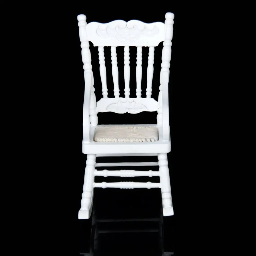 

1/12 Miniature Dollhouse Wooden Rocking Chair Model White