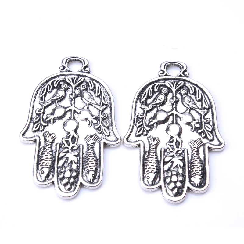 2 шт./партия Luckly Hamsa Hand амулеты античное серебро тон для чармы от дурного глаза