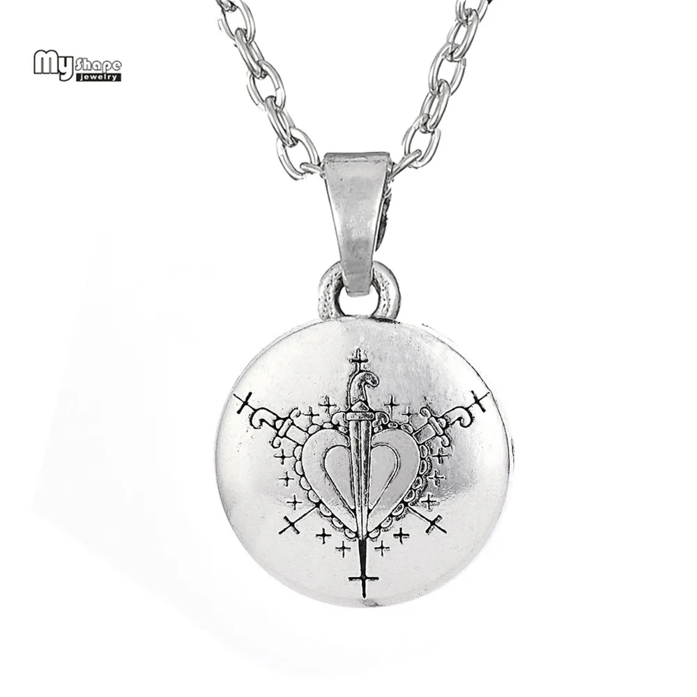 My Shape Love Talisman Chain Necklaces Hand Stamped Vodoun Lwa Hoodoo Ezili Freda Voodoo Loa Veve Pendant Amulet Necklace