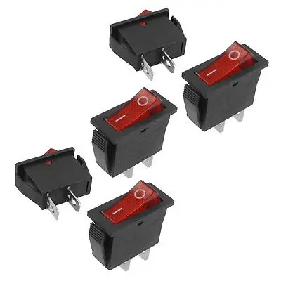 5 шт. 2 Pin SPST красный неоновый свет на/Off кулисный переключатель AC 16A/250 В 20A/ 125 |