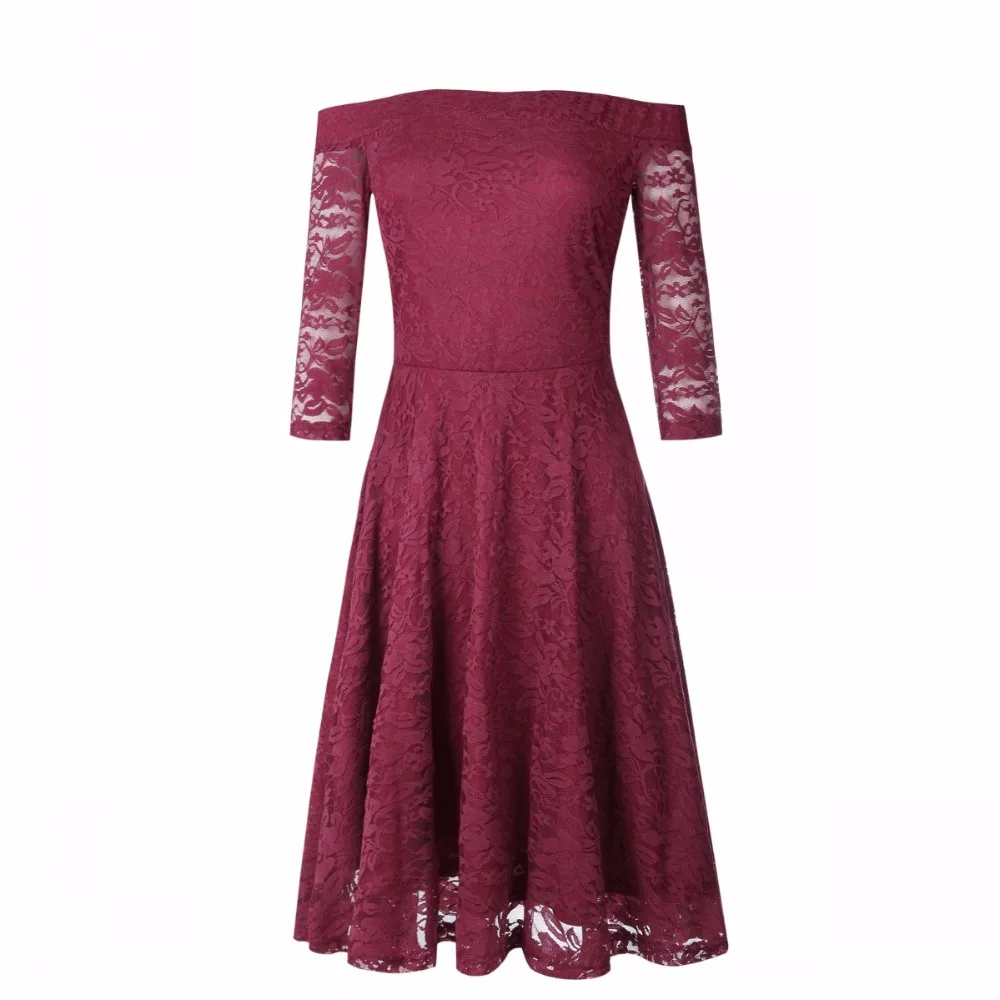 Женское элегантное кружевное платье большого размера Vestidos с открытыми плечами
