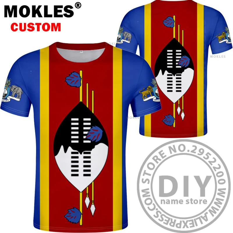 Свазиленд футболка diy Бесплатная заказ имя номер swz nation flag sz Королевство страна
