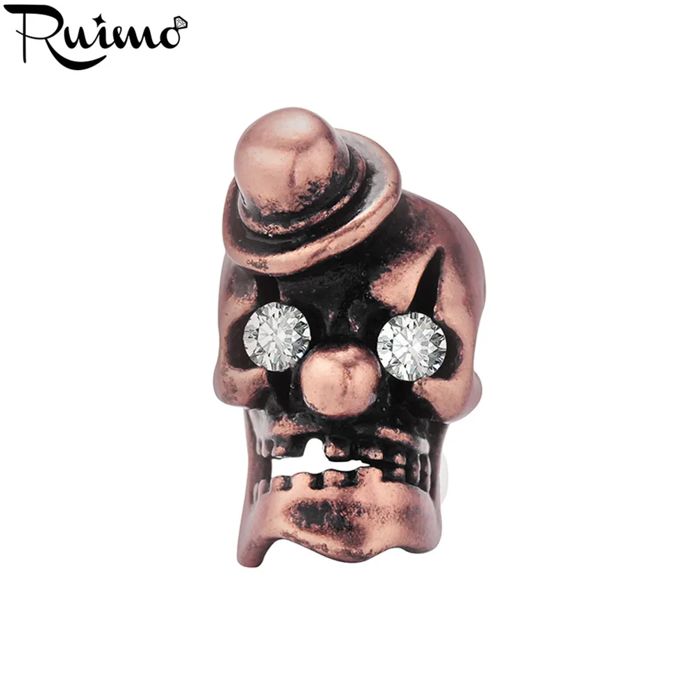 RUIMO античный серебряный цвет шапка Череп голова бусины Ретро стиль циркон
