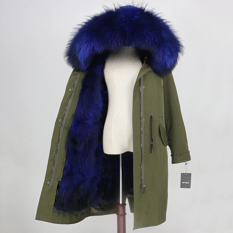 OFTBUY X-long Parka, водонепроницаемая верхняя одежда, зимняя куртка для женщин, натуральный мех енота, капюшон, подкладка из лисьего меха, Съемный натуральный мех