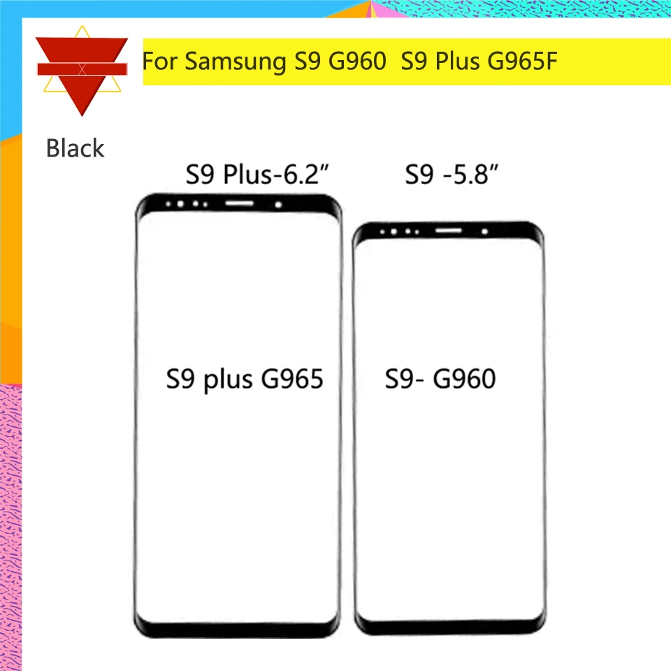 

10 шт./партия сенсорный экран для Samsung Galaxy S9 G960 S9 + S9 plus G965 сенсорный экран стекло передней панели объектив Внешний без ЖК-дисплея черный
