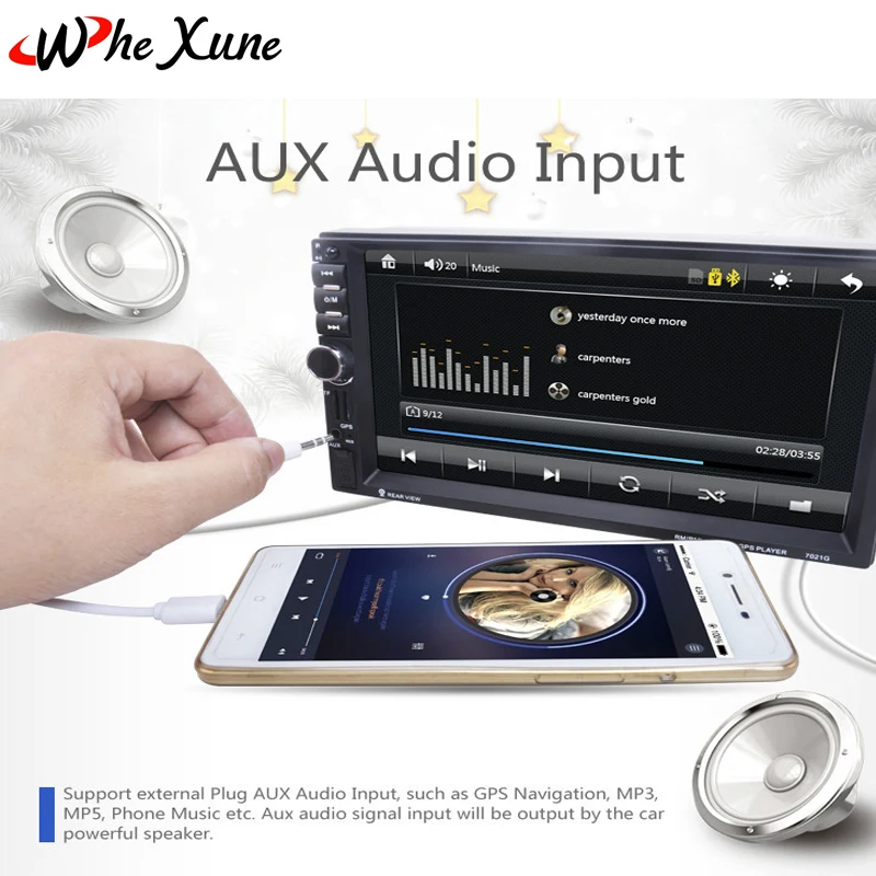 Whexune 2 DIN 7 дюймов автомобиля Bluetooth GPS навигации Сенсорный экран MP3/MP4/MP5 плеер