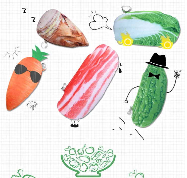 Супер милый большой объем 22-24 см Новые Овощи плюшевая Сумочка для монет 5 видов