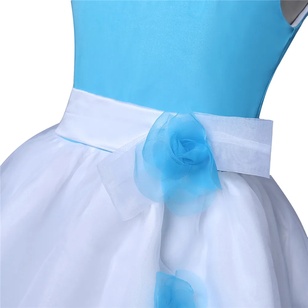 

Blue Flower Girl Dresses For Weddings A-line Scoop Tulle Flowers First Communion Dresses For Little Girls