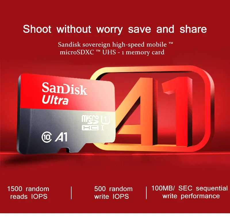 Оригинальная флеш-Карта SanDisk, 200 ГБ, 256 ГБ, карта памяти, 32 ГБ, Micro SD карта, класс 10, 16 ГБ, TF карта, 64 ГБ, 128 ГБ, A1 U1, Макс., 98 Мб/с