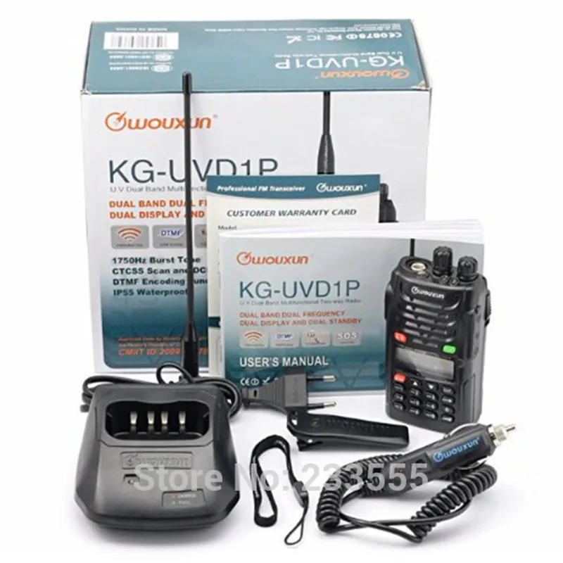 

NEW WouXun KG-UVD1P Waterproof Dual Band VHF / UHF 136-174 / 400-480Mhz Waterproof IP55 Handheld FM Two Way Radio Transceiver