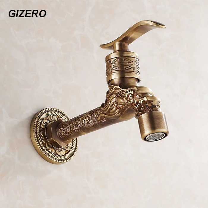 Смеситель для стиральной машины с длинным носиком ZR223 старинная бронза резьбой