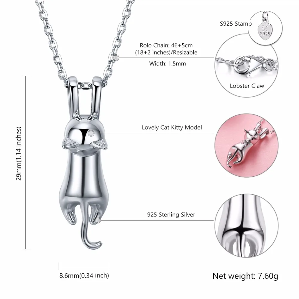 SILVERCUTE подлинное серебро 925 пробы милый с кошками животными ожерелье