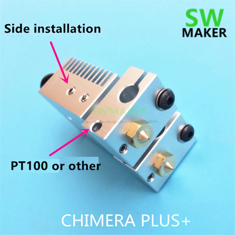 Новый комплект Chimera Plus + с двойной экструзионной головкой 2 в out V6 PT100 hotend 1 75 мм 0 4