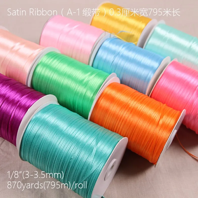 

1/8" 3mm Satin Ribbon for packing and bow & Garment Accessories 25y/lot B