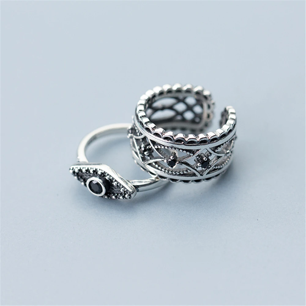 

Винтажное кольцо Для панка Anillos из настоящего серебра 925 пробы, 2 шт.