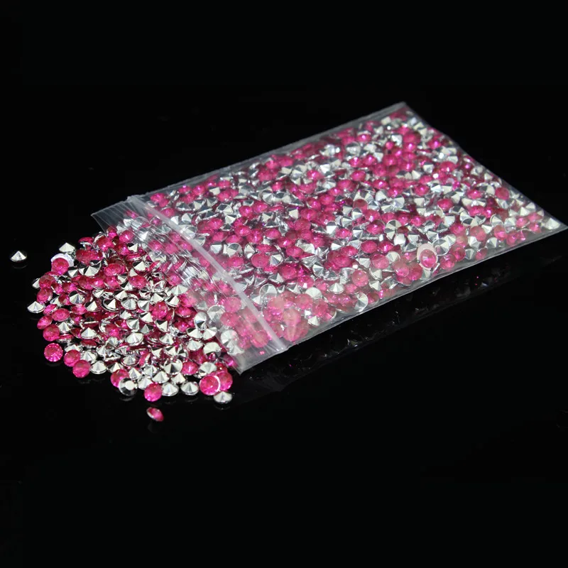 Fushsia Silver 1000 шт. 4,2 мм бриллиантами свадебные конфетти для украшения стола рассыпные Стразы 31 Цвета украшение для свадебного стола рассыпные украшения - Цвет: Fushsia Silver