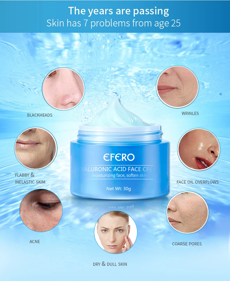 EFERO Hyaluronic Acid Essence Serum Vitamina C Whitening Moisturizing Face Cream Shrink Pore Remove Fine Lines Skin Care 30g