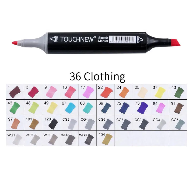 black 36 Clothing Touchnew Набор цветных копировальных маркеров спиртовые ручки, маркеры для рисования товары для рукоделия кисть манга для рисования акриловый дизайнерский набор ручек для студентов - Цвет: black 36 Clothing