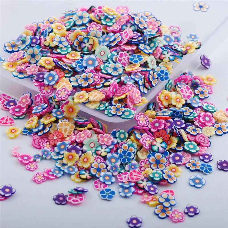 Оптовые цены 10000 шт./пакет ногтей 3d Fimo/фрукты/животное Fower Ломтики Полимерная глина набор гелевых ногтей украшения советы Аксессуары - Цвет: Flower