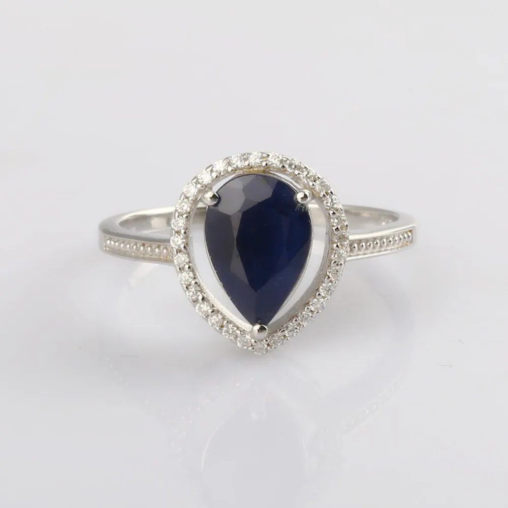 Gem's Ballet 1.89Ct ФОРМА натуральный синий сапфир обручальные кольца с драгоценными камнями Твердые 925 пробы серебряные ювелирные изделия для женщин