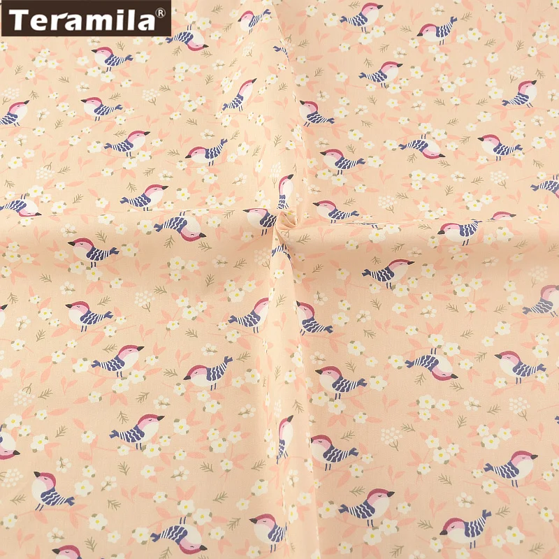 TERAMILA 100% Cotton twill fabric Clothing Patchwork DIY bedding Beige Bird Style Home Textile Quilting scrapbooking Tissue|cotton twill|cotton