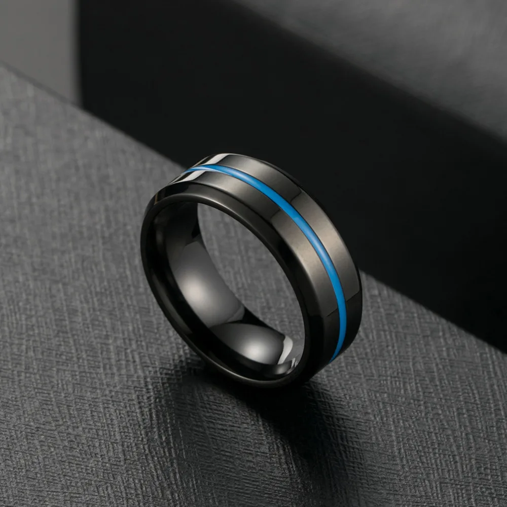 Лидер продаж Трендовое титановое кольцо для мужчин тонкая синяя/зеленая/Розовая