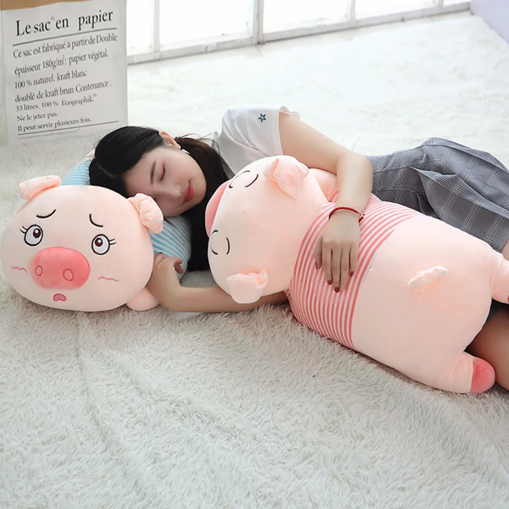 

30/45/55/65cm Cute Sleep White Pig Plush toys Winter Hand Warm Pig Cloth Doll Stuffed Animals Doll Gifts for Children