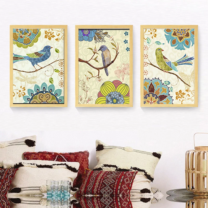 HAOCHU American Country Decorative Paintings Living Room Sofas Modern Hanging Drawings Bedside Walls Painted Flowers and Birds | Дом и сад