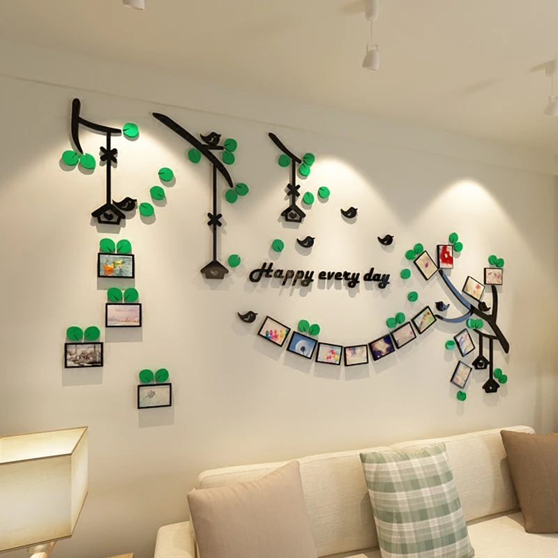 

Creative INS photo frame tree DIY Children's room bedroom home living room TV background wall decoration 3D acrylic wall sticker