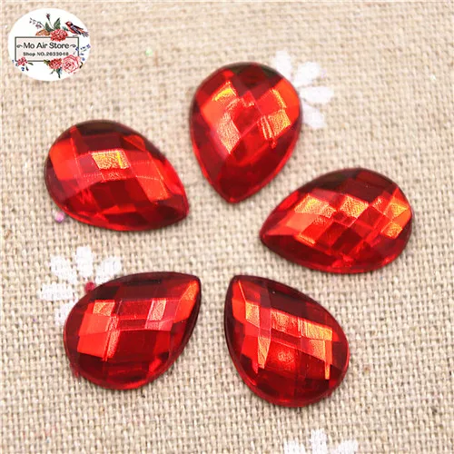 red 50pcs 13x18 мм смешанный цвет акриловые стразы камень слеза капля flatback граней Кабошон Стразы украшения DIY ремесло 13x18 мм - Цвет: red 50pcs