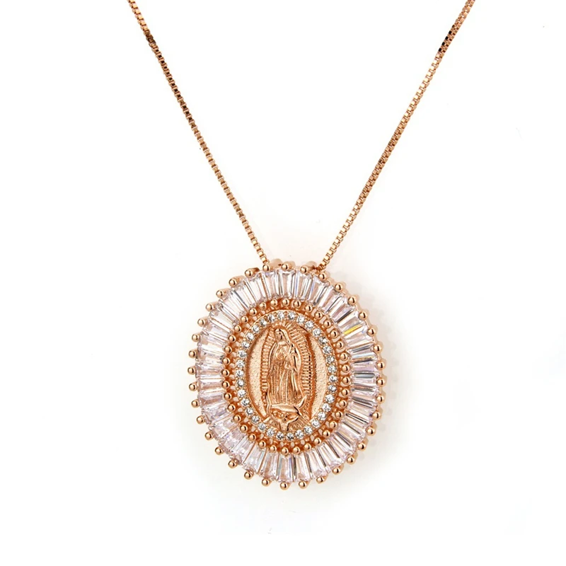 Ожерелье ROMAD Дева Мария женское циркониевое ожерелье с кулоном массивное