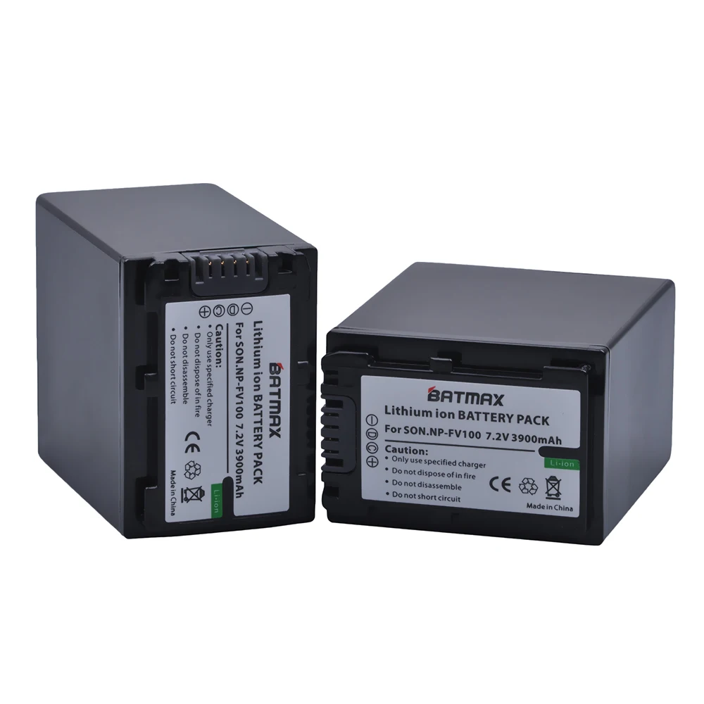 Аккумуляторы для камер 2 шт. 3900 мАч NP-FV100 NP FV100 NPFV100 SONY FDR-AX100E AX100E HDR XR550E XR350E CX550E CX350E |