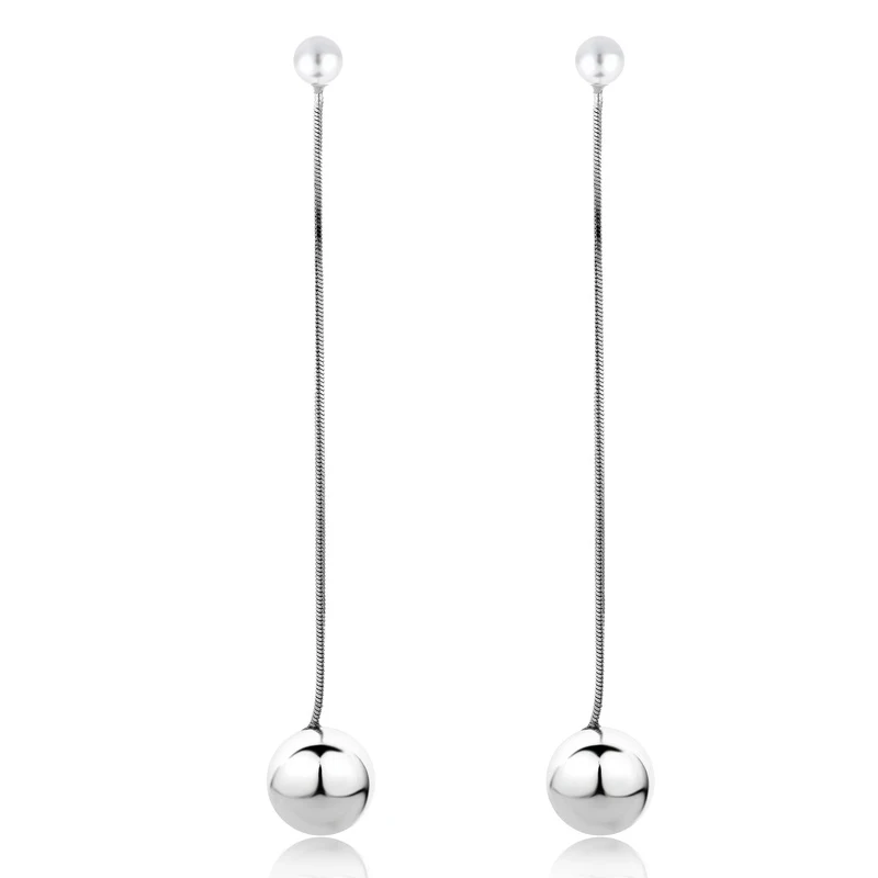 Новые модные Висячие медные длинные серьги HanCheng с двумя шариками круглые для