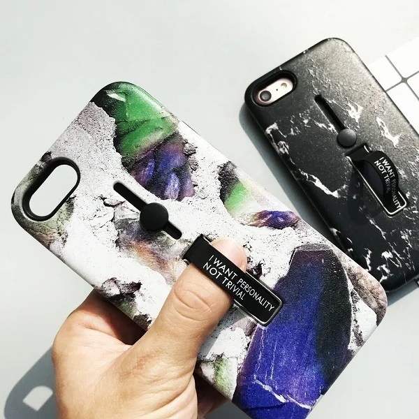 Fashion Marble Pattern Hybrid Armor Metal Aluminum Bracket Stand Holder Kickstand Phone Case For iPhone X 6 6sPlus 7 8Plus |