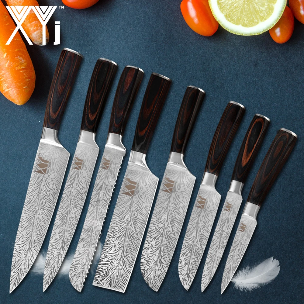 XYj набор ножей из нержавеющей стали кухонных Santoku Chef нарезка разделка фруктов