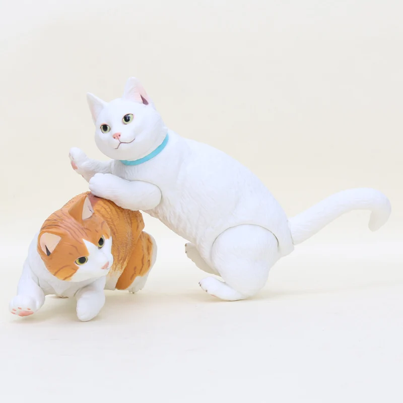 Фигурка кошки из аниме 10 см белая кошка фигурки животных масштаб 1/10 симпатичные