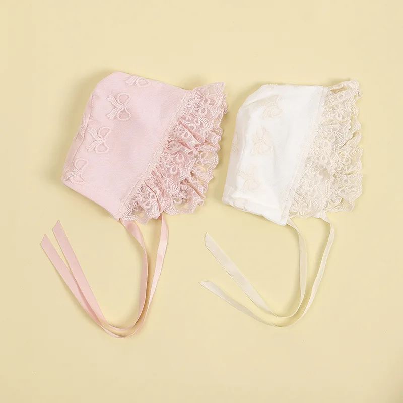 Кружевная принцесса новорожденной шапочка детская бини розовая детская шапочка для малышек фотоаксессуары подарок на душ 3-10M.