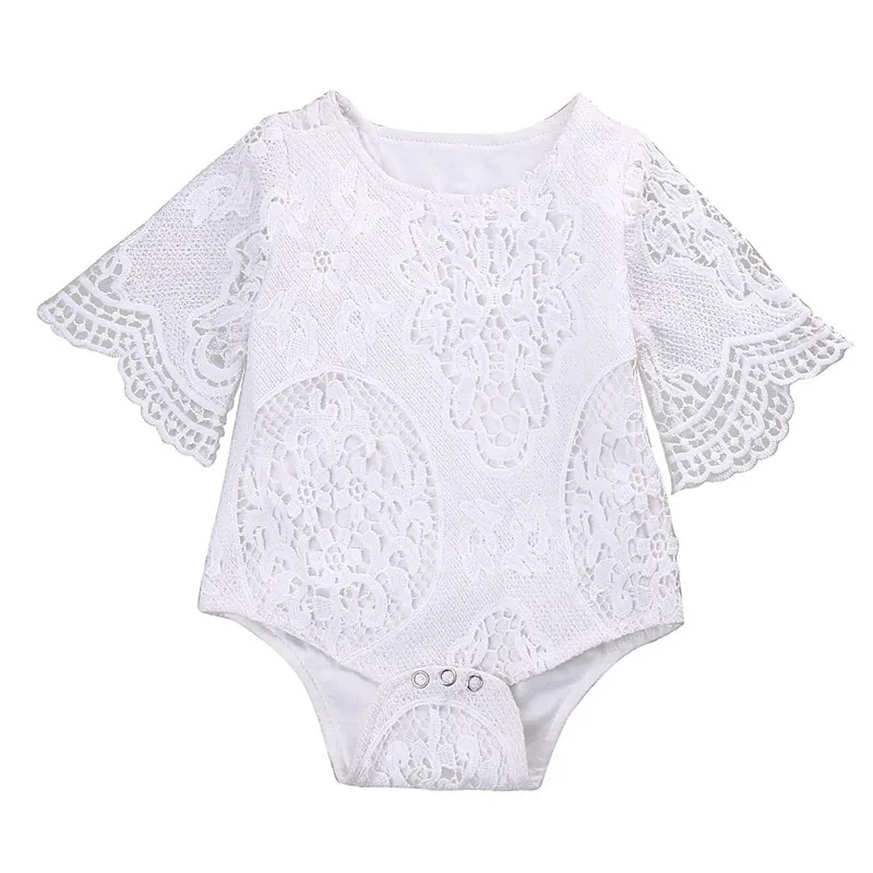 Детский кружевной комбинезон с оборками на рукавах|lace infant romper|rompers rompersinfant romper |