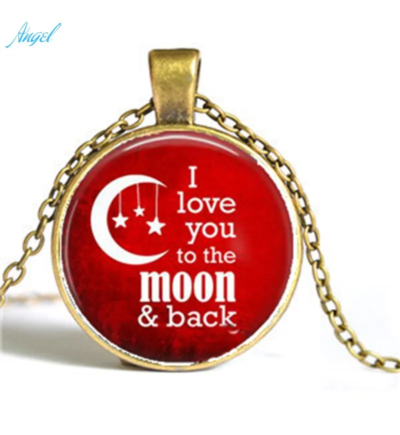 I Love You to the Moon and Back Charm стеклянный кабошон для кулона ожерелье Винтажное колье с