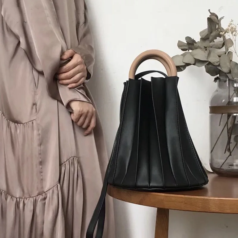 Солнечное пляжное ведро женская сумка из искусственной кожи Сумка с деревянным