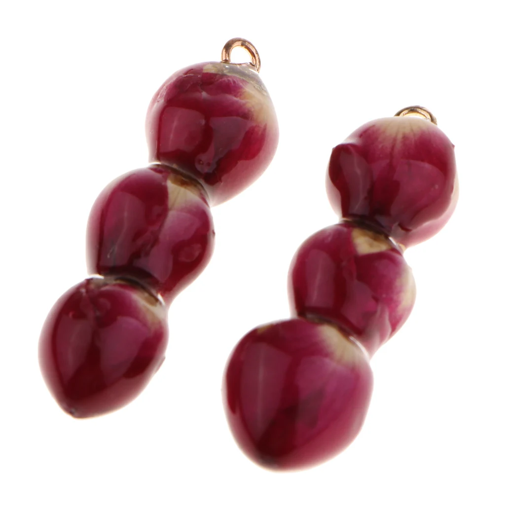 Кулоны смешанного цвета с натуральными сушеными розами 2 шт. подвески подвесным