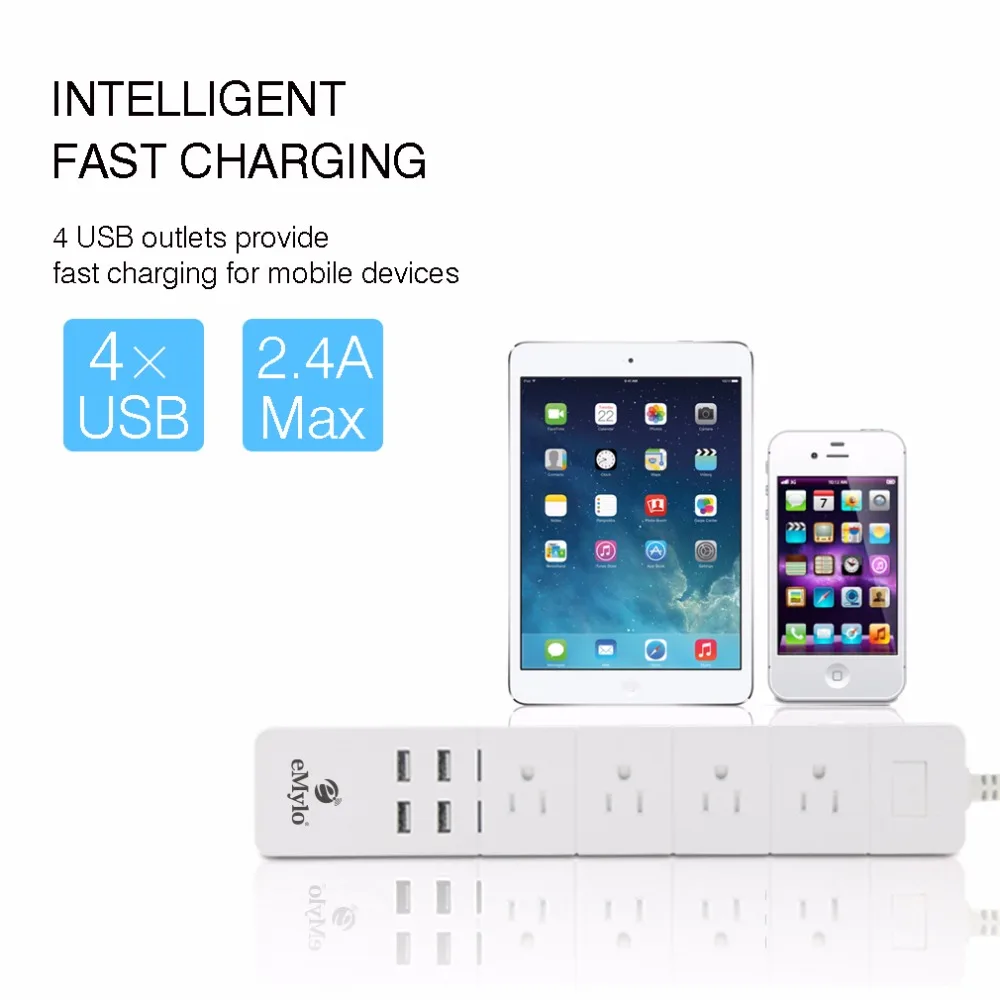 Умный сетевой фильтр 4usb Wi Fi голосовое управление через приложение функция