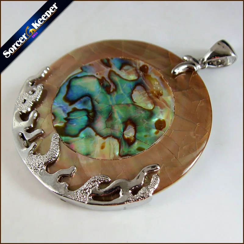 Волшебник натуральная морская круглая подвеска Новая Зеландия Paua Abalone бусины