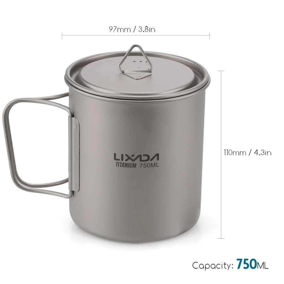 750ml Это Открытый Сверхлегкий Титан чашка-заварник чашки кружка с ручкой Портативный Кемпинг Пикник воды стаканчики посуда путешествия заварник для кофе, чая - Цвет: 750ml