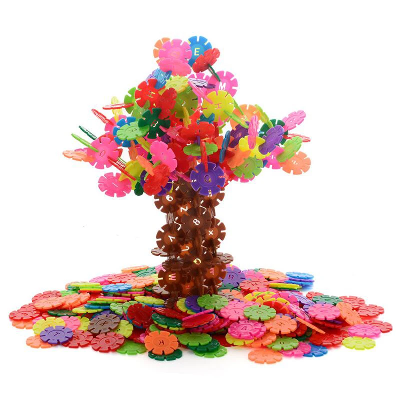 100/200/400pcs Монтессори Снежинка строительные блоки игрушка кирпич Снег DIY блок