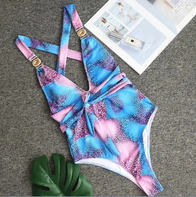 Женский купальник с глубоким v-образным вырезом бандажный высоким монокини