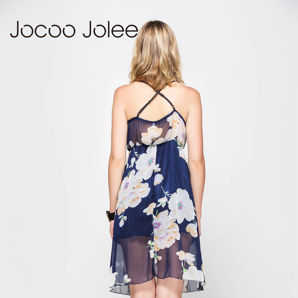 Платье Jocoo Jolee женское пляжное на тонких бретельках пикантное с цветочным принтом