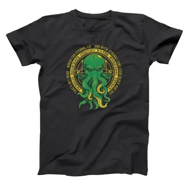 Cthulhu R'lyeh классическая история Осьминог Дракон Черная Базовая Мужская футболка